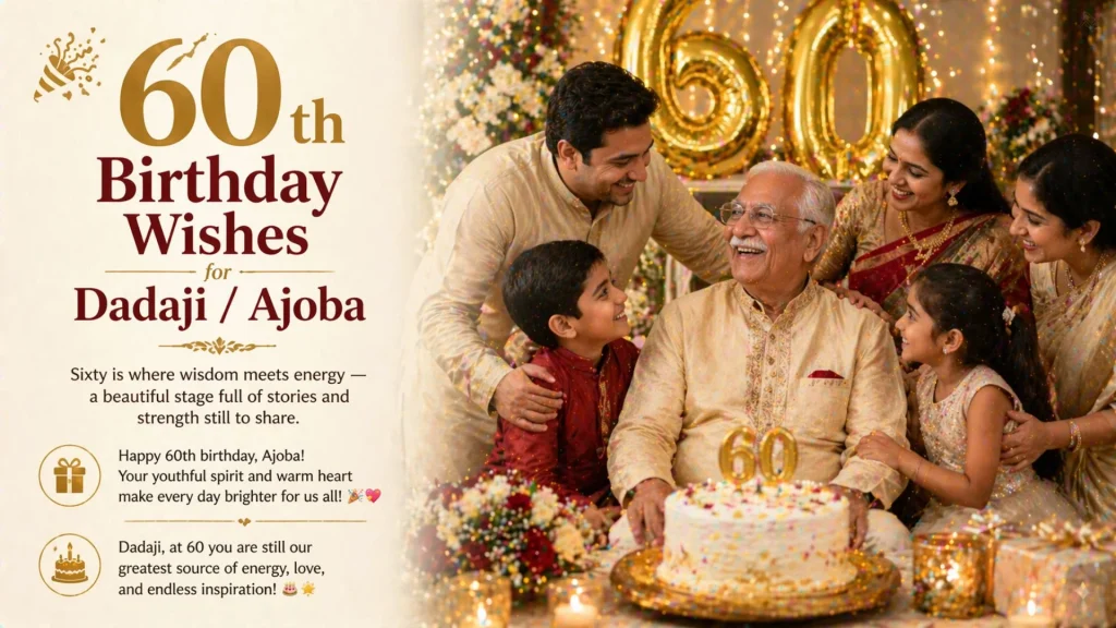 60th birthday celebration for grandpa with family and cake