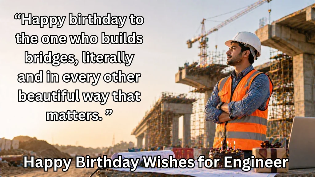 Birthday wishes for engineer at bridge construction site