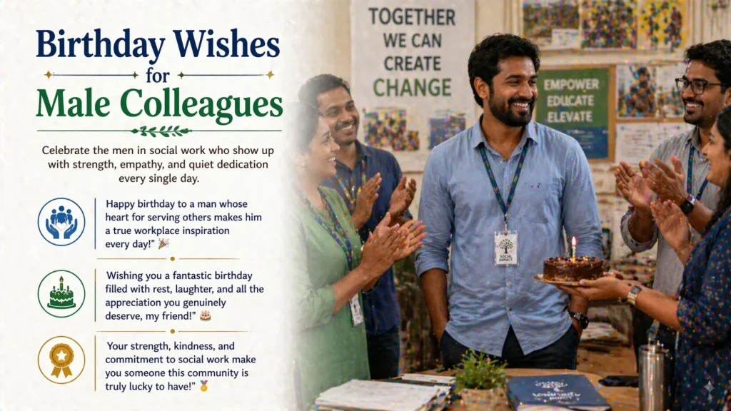 Birthday wishes for male colleagues with office celebration