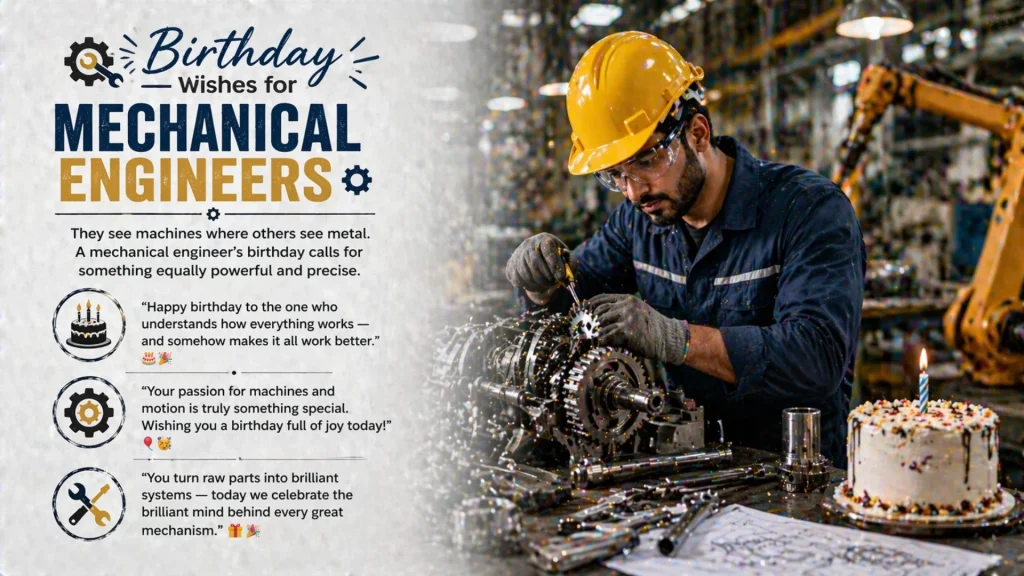 Birthday wishes for mechanical engineer working on machine