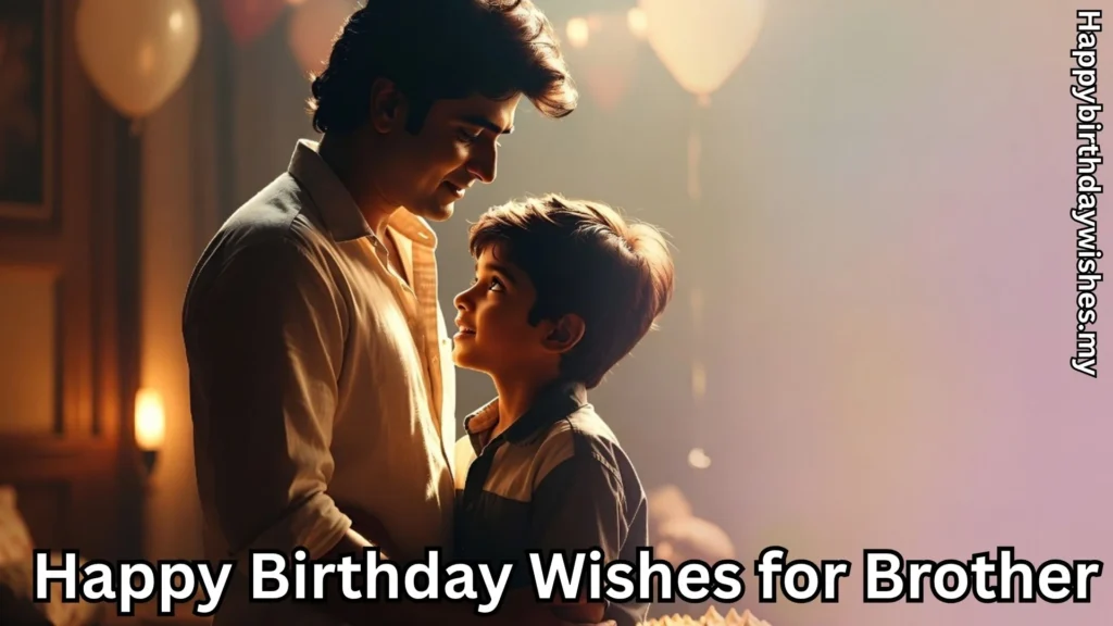 Brother and younger sibling sharing birthday moment