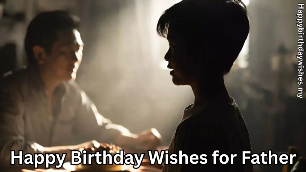 Child and father sharing emotional birthday moment