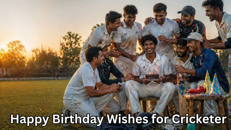Cricket team celebrating player birthday with cake on field
