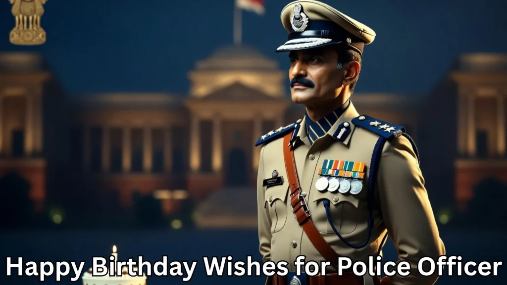 Decorated police officer portrait, birthday wishes for police