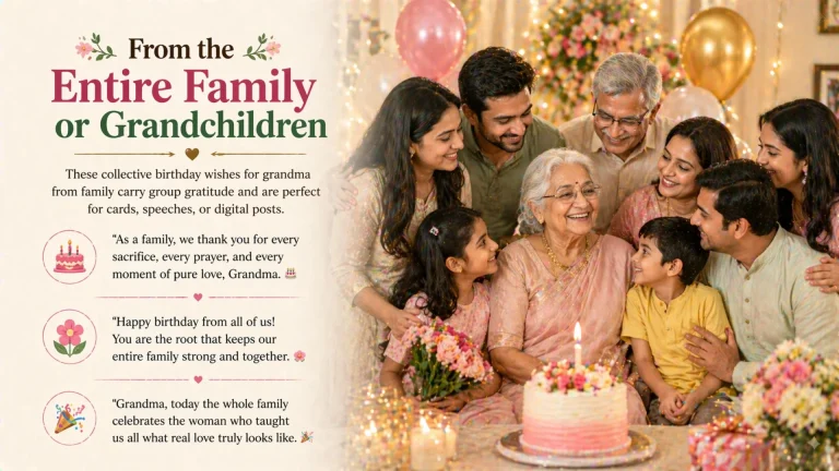 Family and grandchildren celebrating grandma birthday together