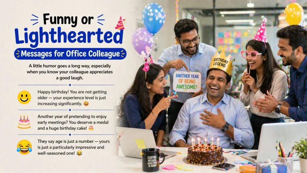 Funny birthday wishes for office colleague with team party