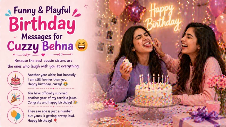 Funny happy birthday wishes for cousin sister with cake fun