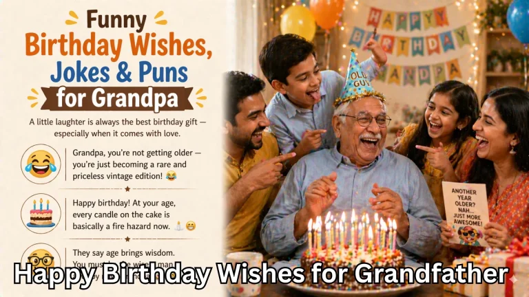 Funny happy birthday wishes for grandfather with family celebration
