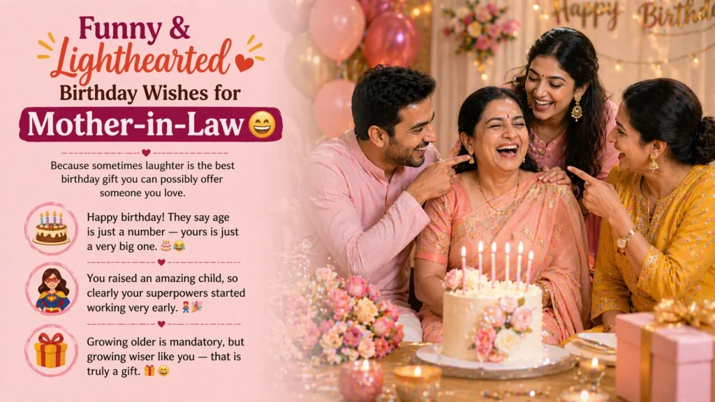 Funny happy birthday wishes for mother-in-law with family celebration