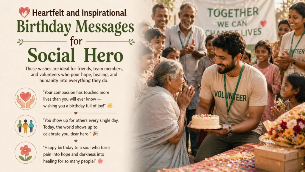 Heartfelt happy birthday wishes for social worker with volunteers