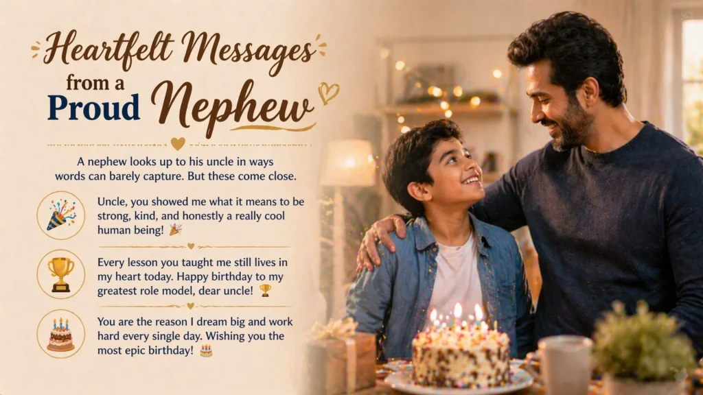 Nephew sharing heartfelt birthday message with uncle