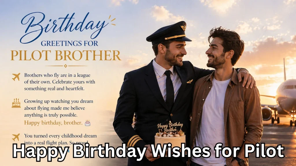 Pilot with brother celebrating birthday near airplane runway