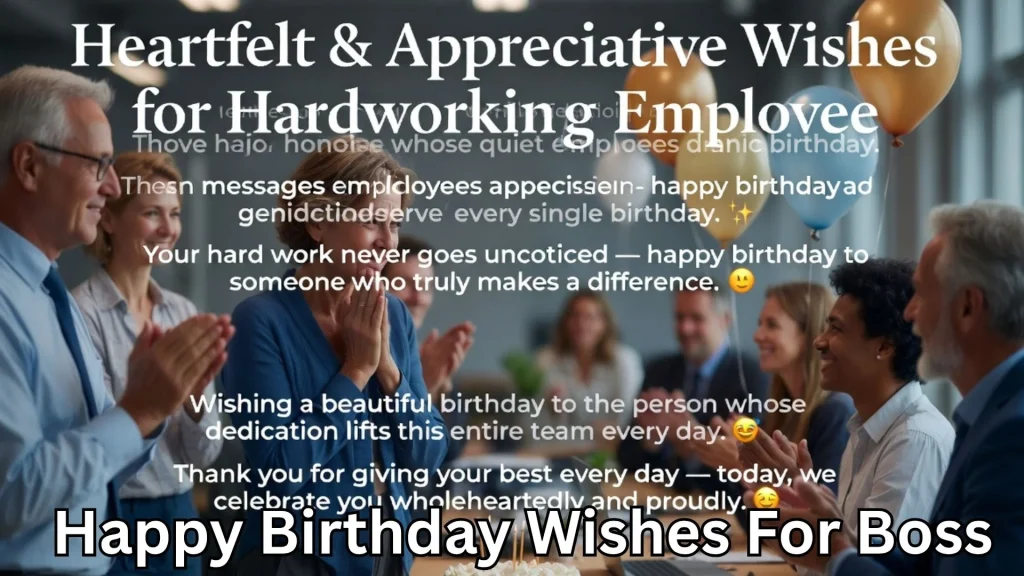 Team applauding employee, heartfelt birthday wishes for boss