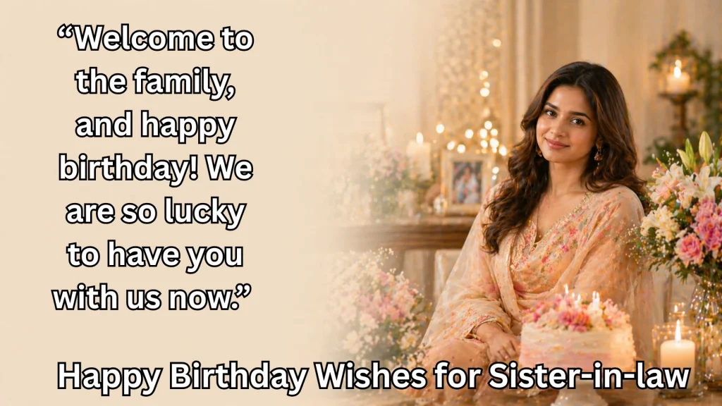 Welcome birthday wishes for sister-in-law with cake