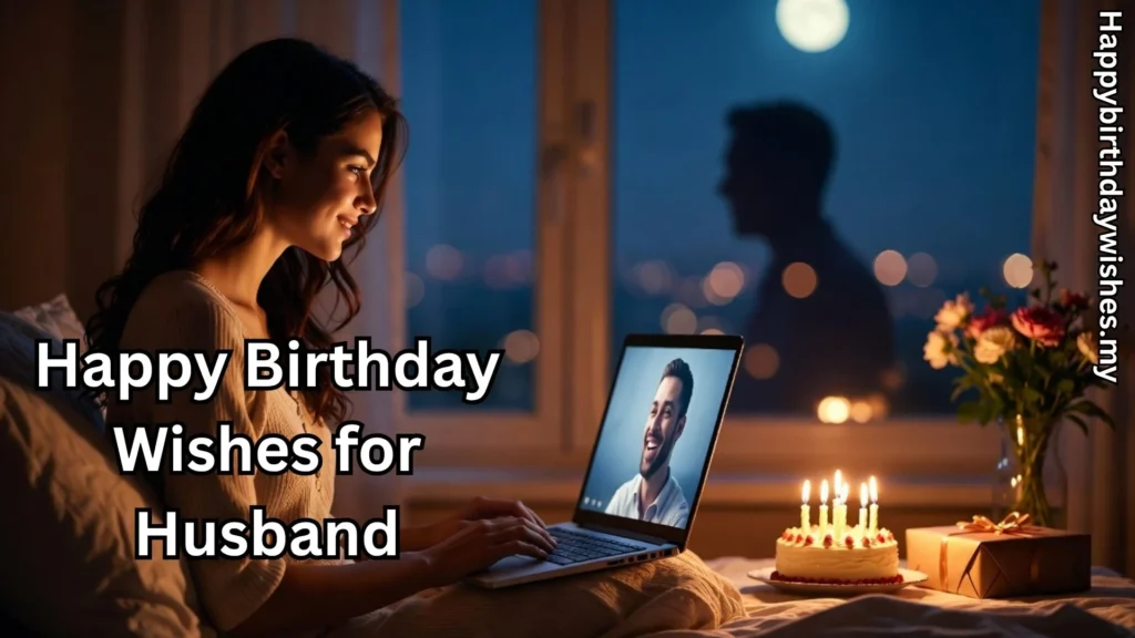 Wife video calling husband on birthday with cake