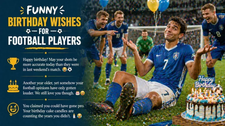 Funny happy birthday wishes for football player with teammates